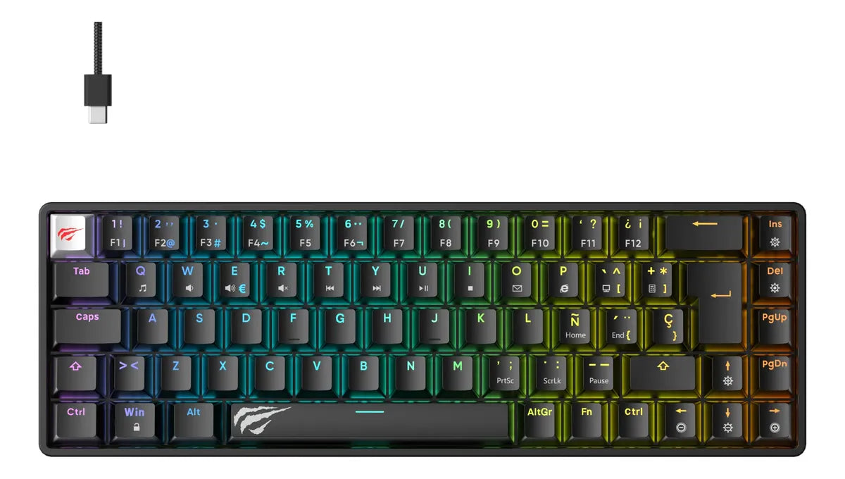 Teclado Mecánico Havit Kb860-sp Qwerty Para Pc Rgb