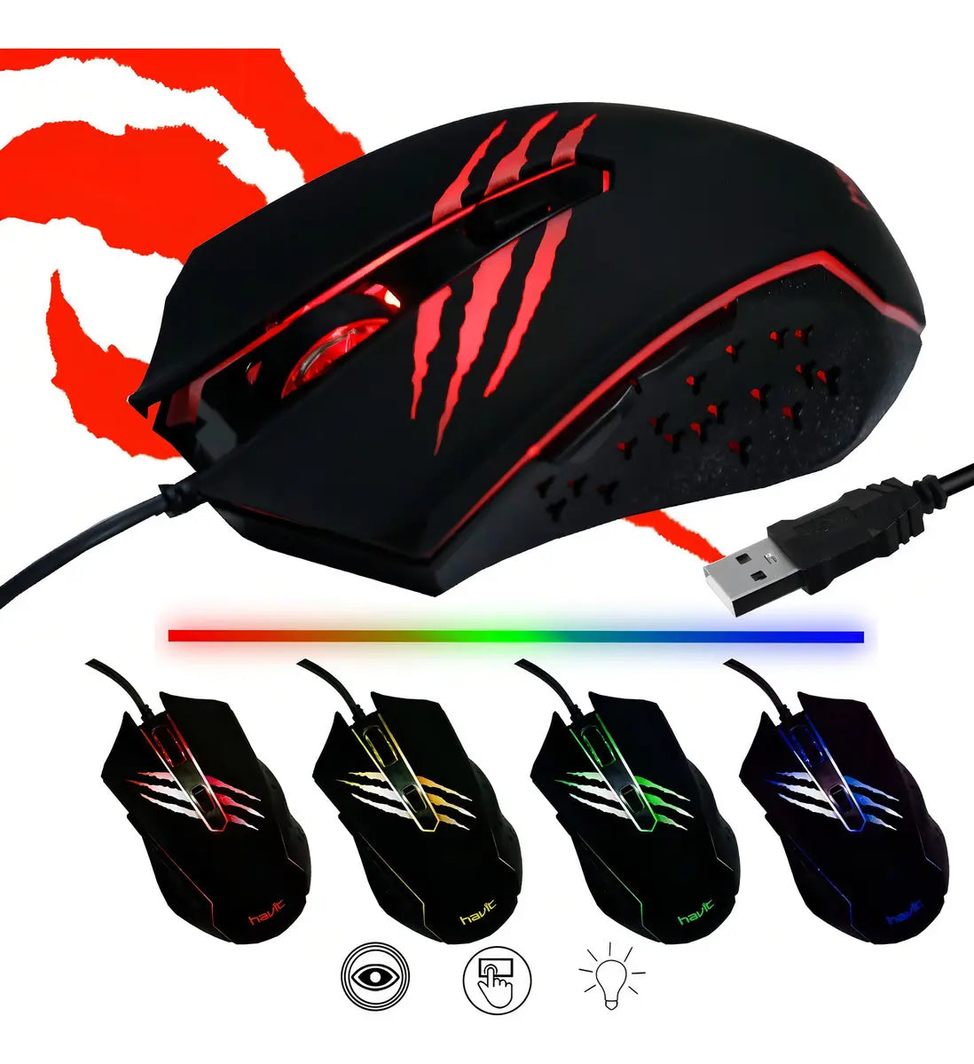 Mouse Gamer Gaming Havit Hv-ms1027 2400dpi 6 Botones Negro