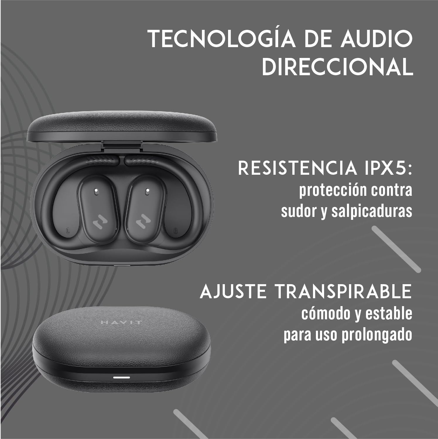 Audífonos Havit Inalámbricos Ows915, Enc, Ipx5, Negro