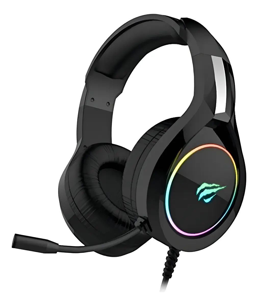 Auriculares Gamer Havit H2232d Over-ear Con Micrófono Y Luz Led Negro