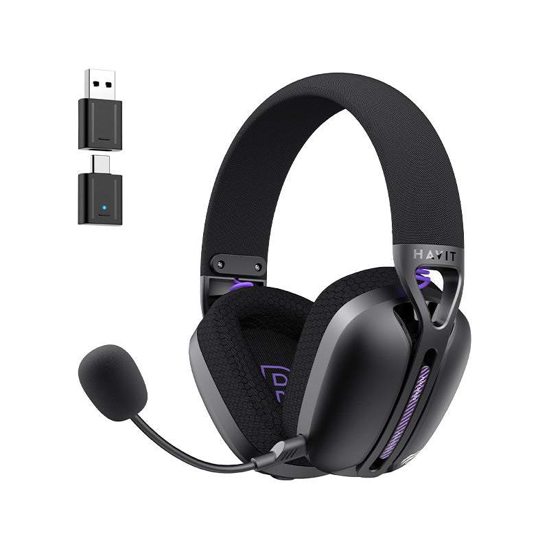 Havit Fuxi -H3 Plus Auriculares Inalámbricos para Gamers con 5 Modos, Auriculares Over-Ear 2.4G con Micrófono